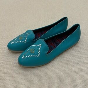 Vintage Teal Leather Flats